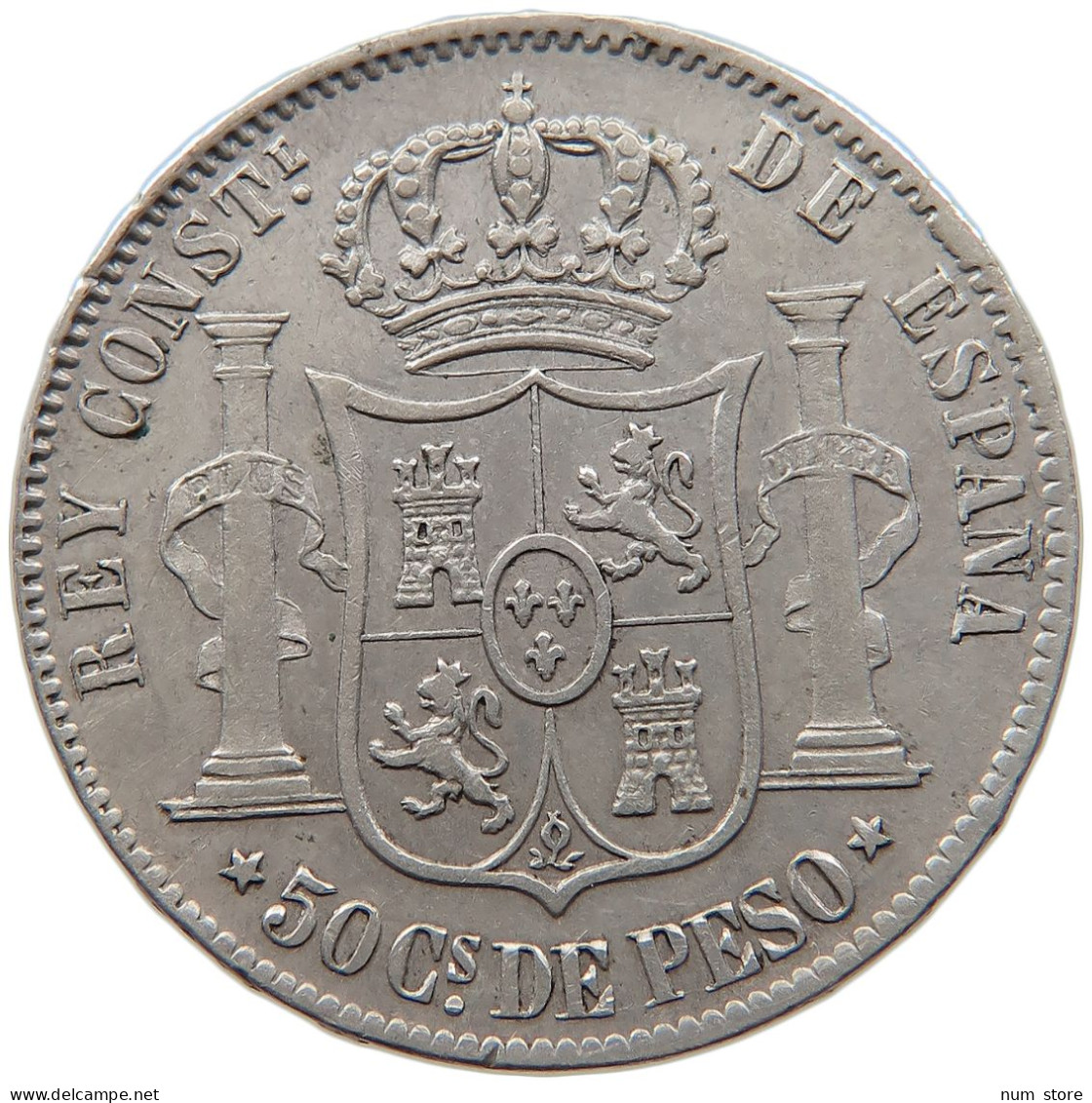 PHILIPPINES 50 CENTIMOS 1885 Alfonso XII. (1874–1885) #t159 0193 - Philippinen