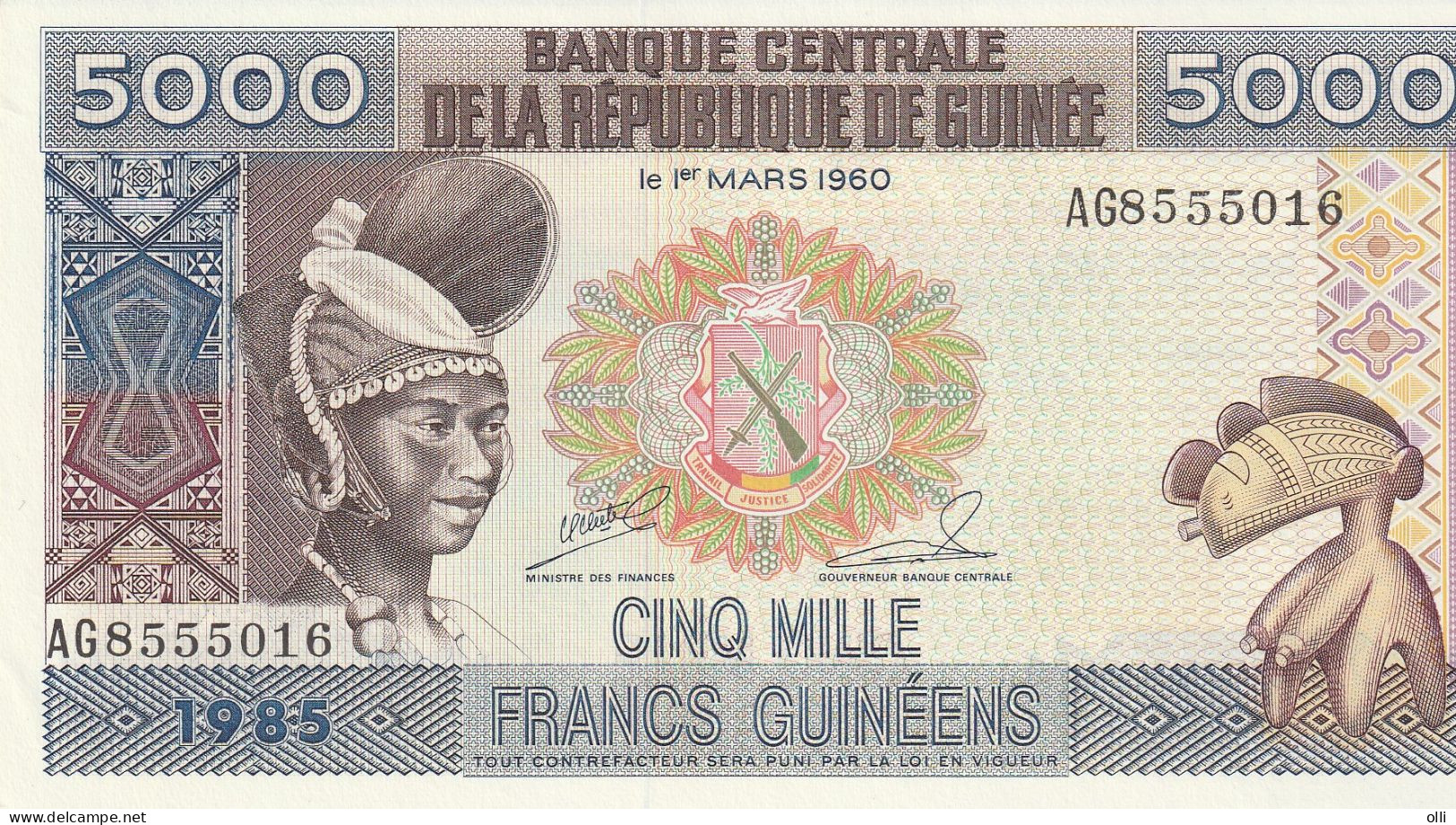 GUINEA - 5000 Francs 1985  P-33  UNC - Guinea