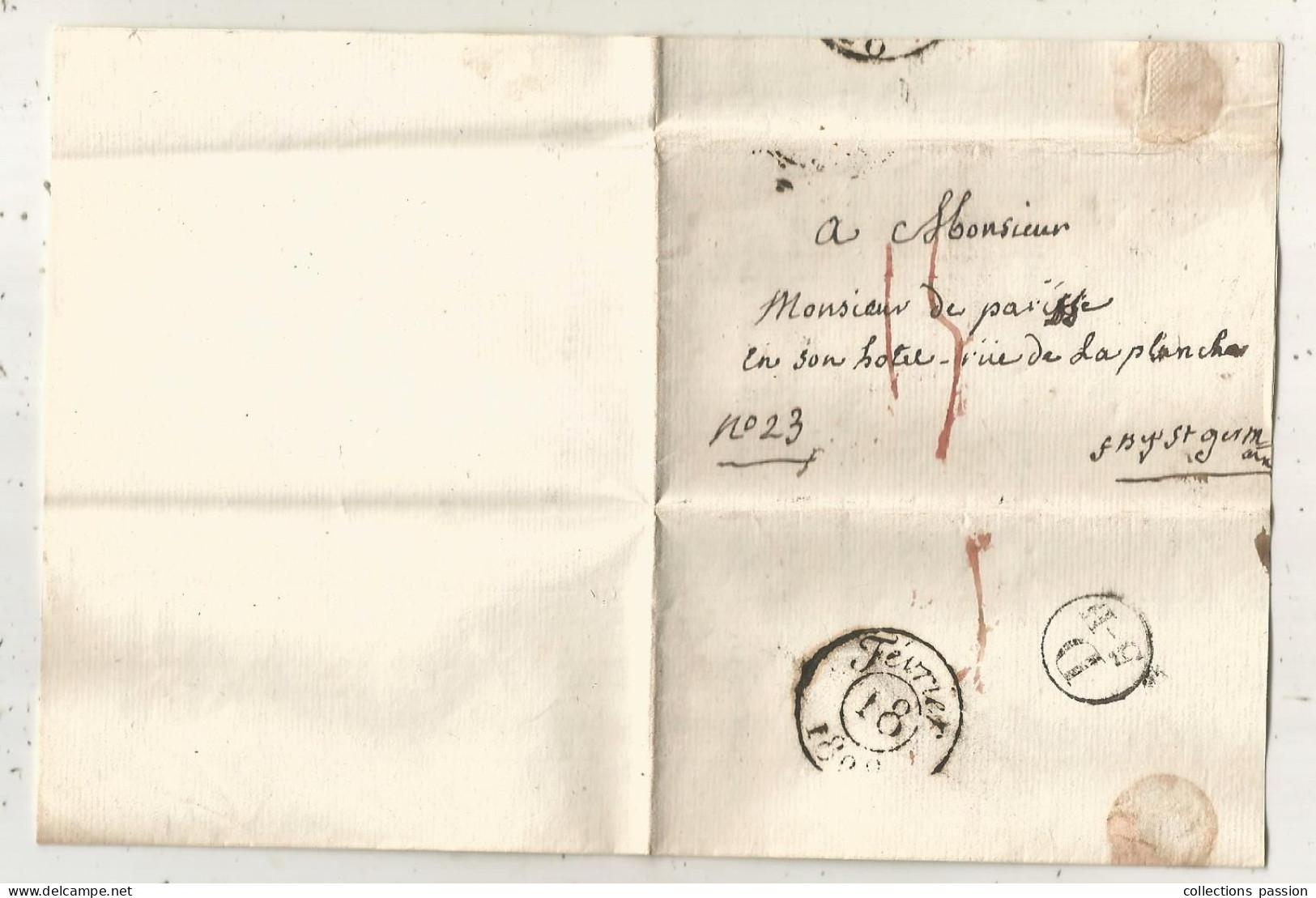 Lettre, Préphilatélie, Précurseurs XIX E Siècle, 1828, Paris, D 5-H, à Faubourg St Germain, 2 Scans - 1801-1848: Précurseurs XIX