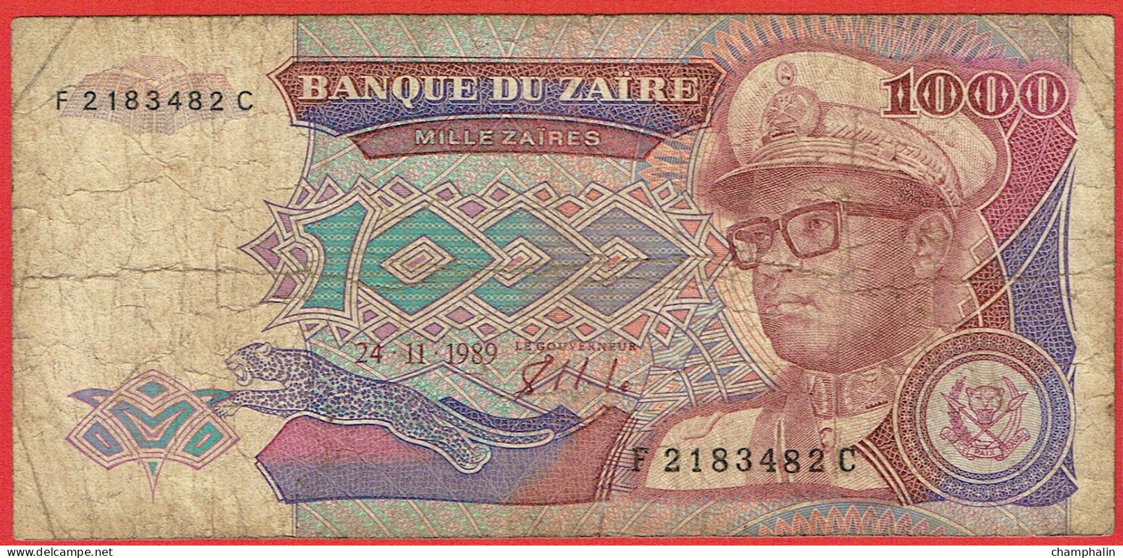 Zaïre - Billet De 1000 Zaïres - 24 Novembre 1989 - Mobutu - P35a - Zaïre