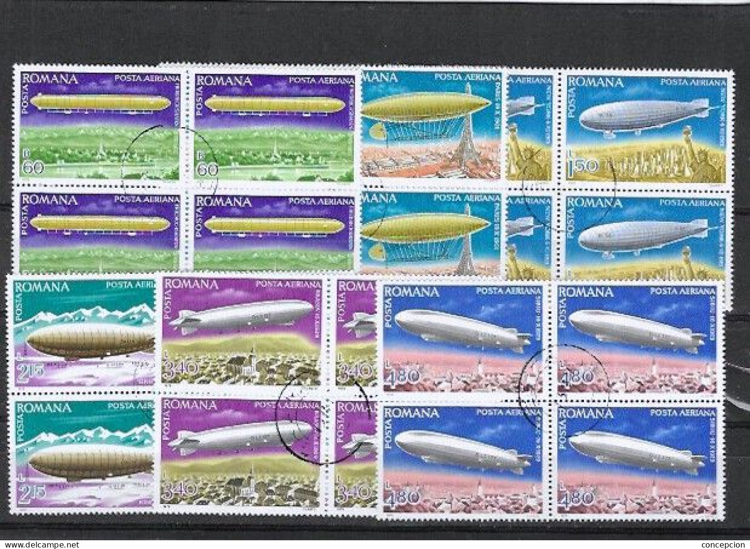 RUMANIA  Nº 253 AL 258 BLOQUE DE CUATRO MATASELLADO DE FABOR  TIENE TODA LA GOMA - Used Stamps