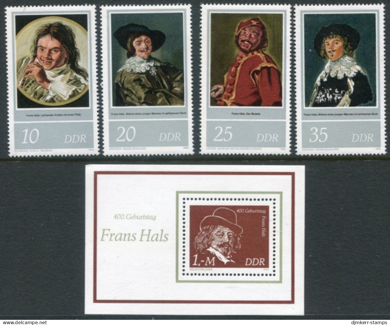 DDR 1980 Frans Hals 400th Anniversary MNH / **.  Michel  2543-46, Block 61 - Unused Stamps