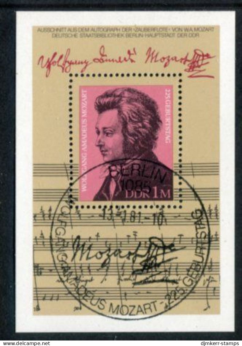 DDR 1981 Mozart Birth Anniversary Used.  Michel  Block 62 - Gebruikt