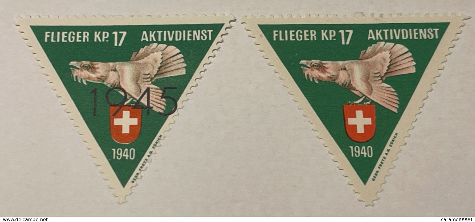 Schweiz Swiss Soldatenmarken 1940 Flieger KP. 17 Aktivdienst 1945 Z 26 - Vignetten