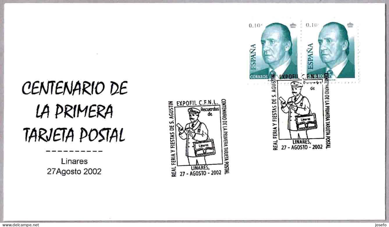 Centenario TARJETA POSTAL - 100 Years Postal Card. CARTERO - POSTMAN. Linares, Jaen, Andalucia, 2002 - Poste