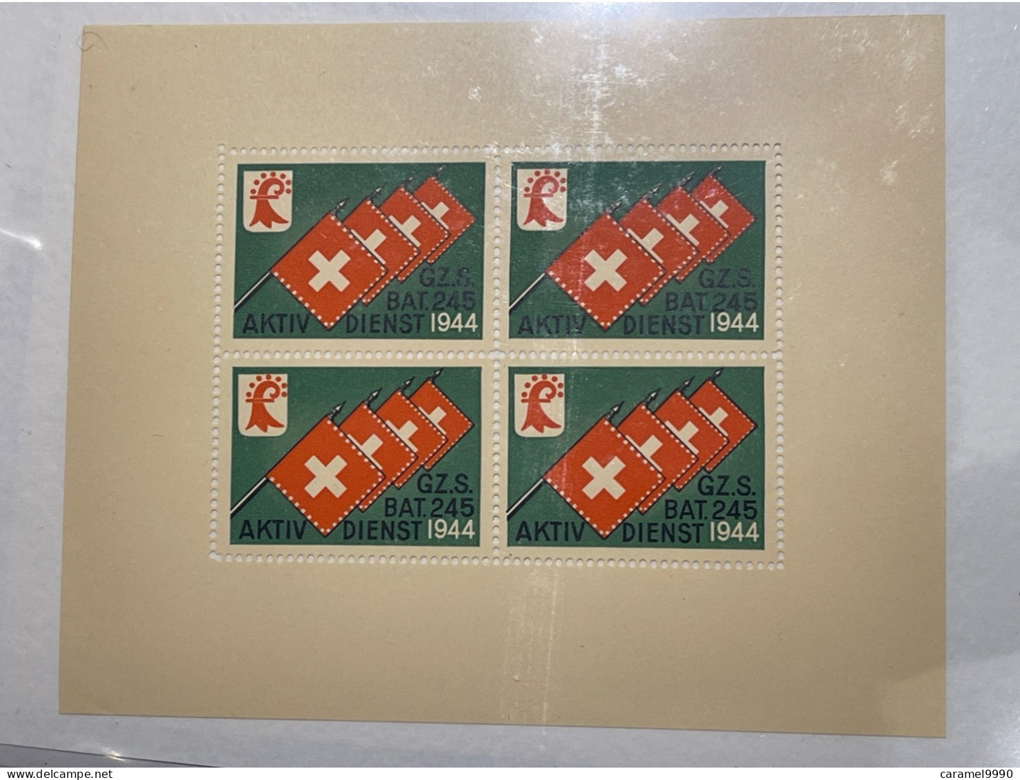 Schweiz Swiss Soldatenmarken 1944 Aktivdienst Grenzdienst GZ. S. BAT. 245  Z 27 - Labels