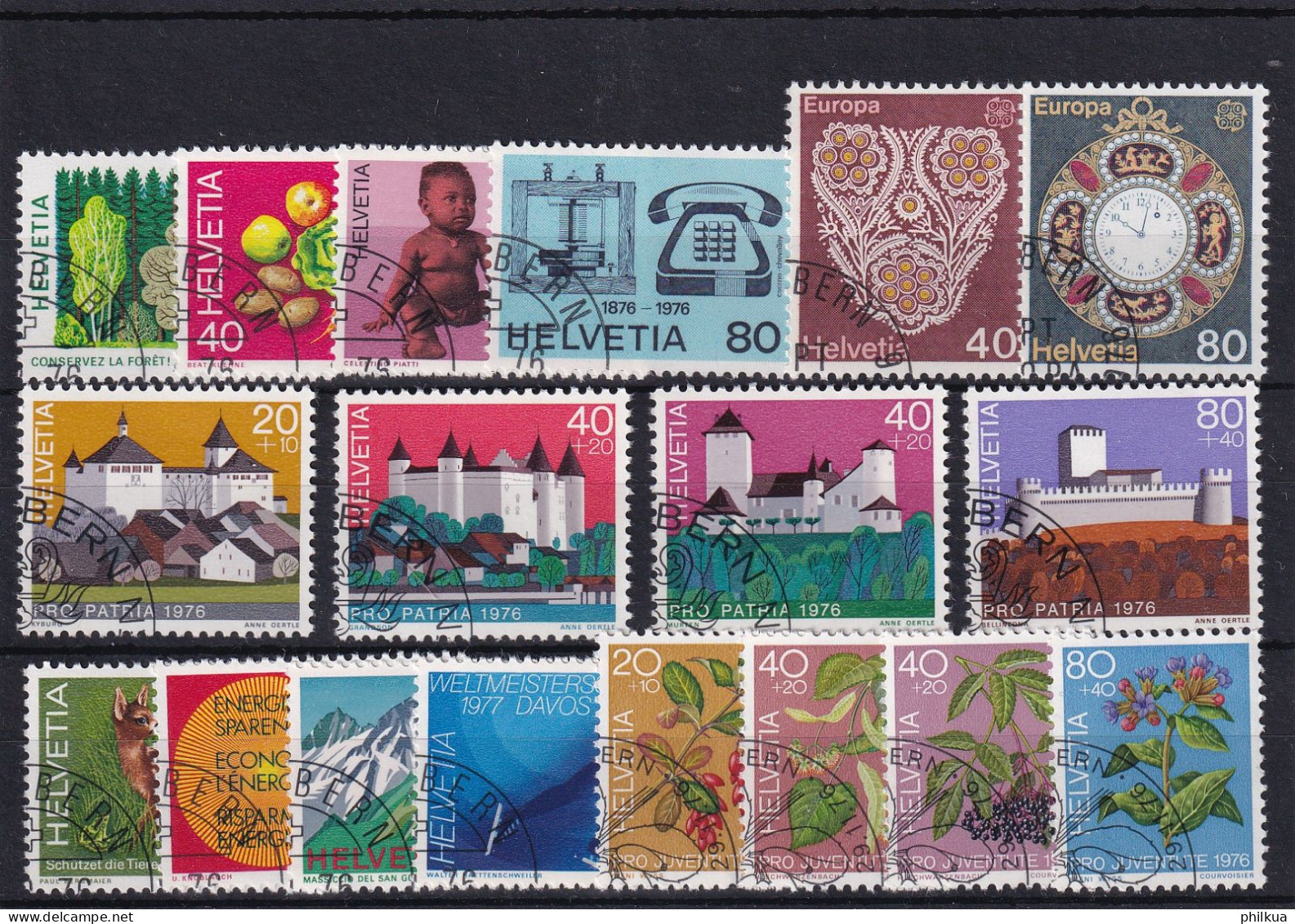 Jahresserie 1976 Schweiz, Michel 1069 - 1086 Alle Mit Einheitlichem ET-Eckstempel - Collections