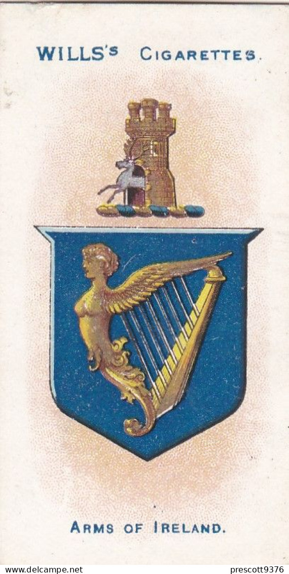 86 Arms Of Ireland - Borough Arms 1906 - Wills Cigarette Card - Original  - Antique - Wills