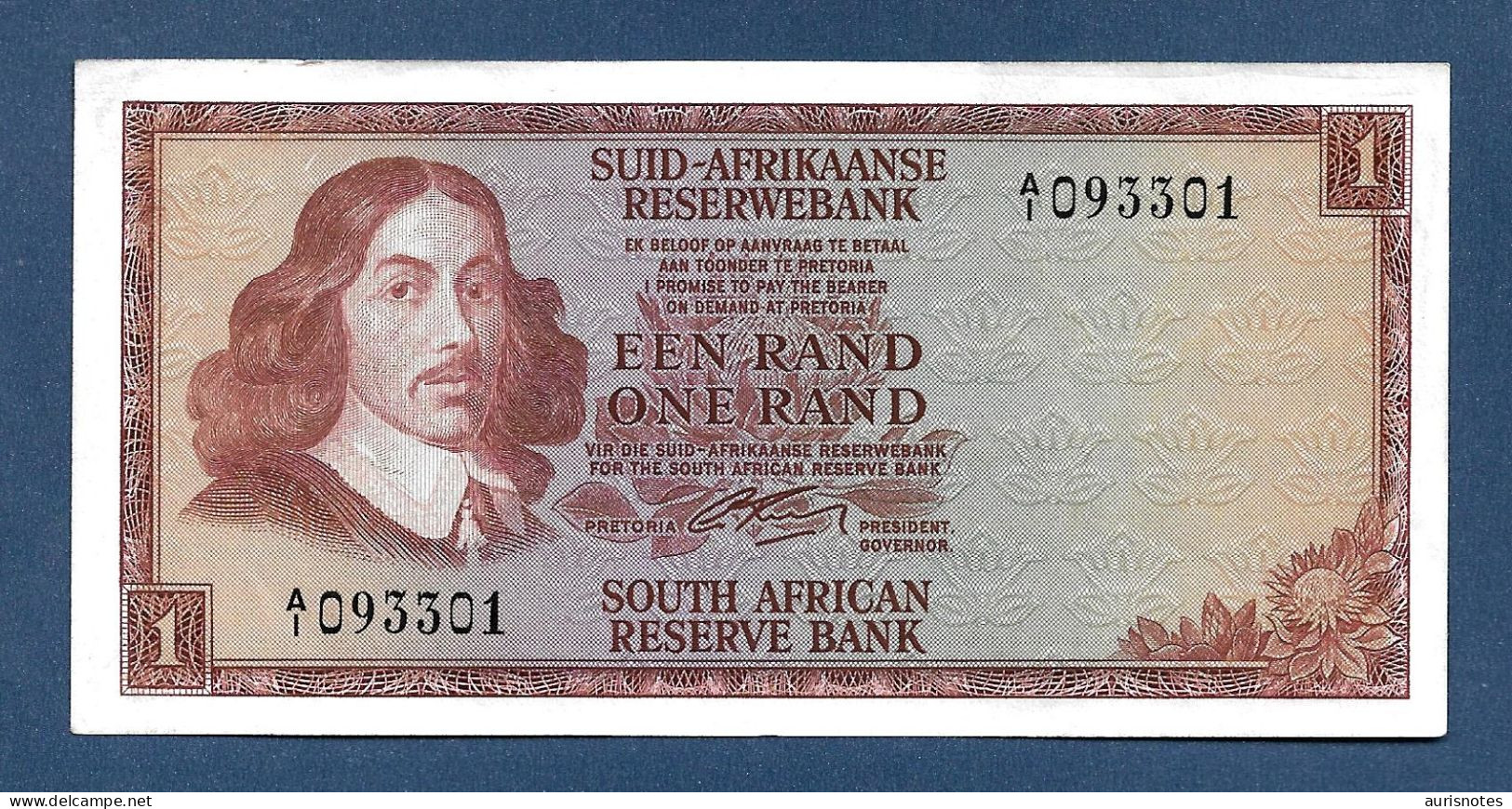 South Africa 1 Rand 1966 P109a Sign Rissik "Prefix A/1" AU - South Africa