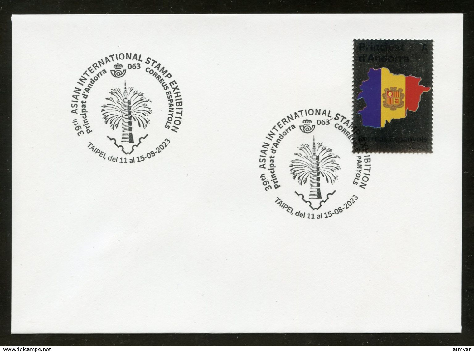 ANDORRA Correos (2023) Mapa - Special Postmark / Oblitération 39th Asian International Stamp Exhibition TAIPEI 2023 - Covers & Documents