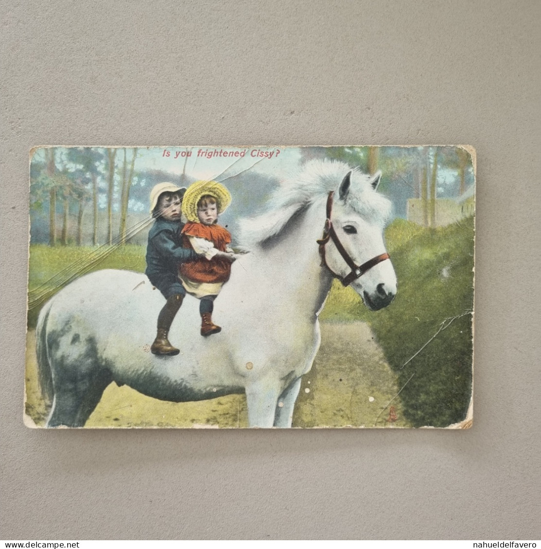 PH - Carte Postale Photo - Dessin De Petits Frères à Cheval - Persone