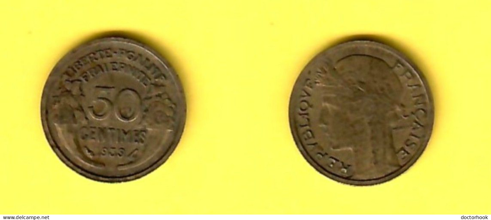 FRANCE   50 CENTIMES 1939 (KM # 894) #7562 - 50 Centimes