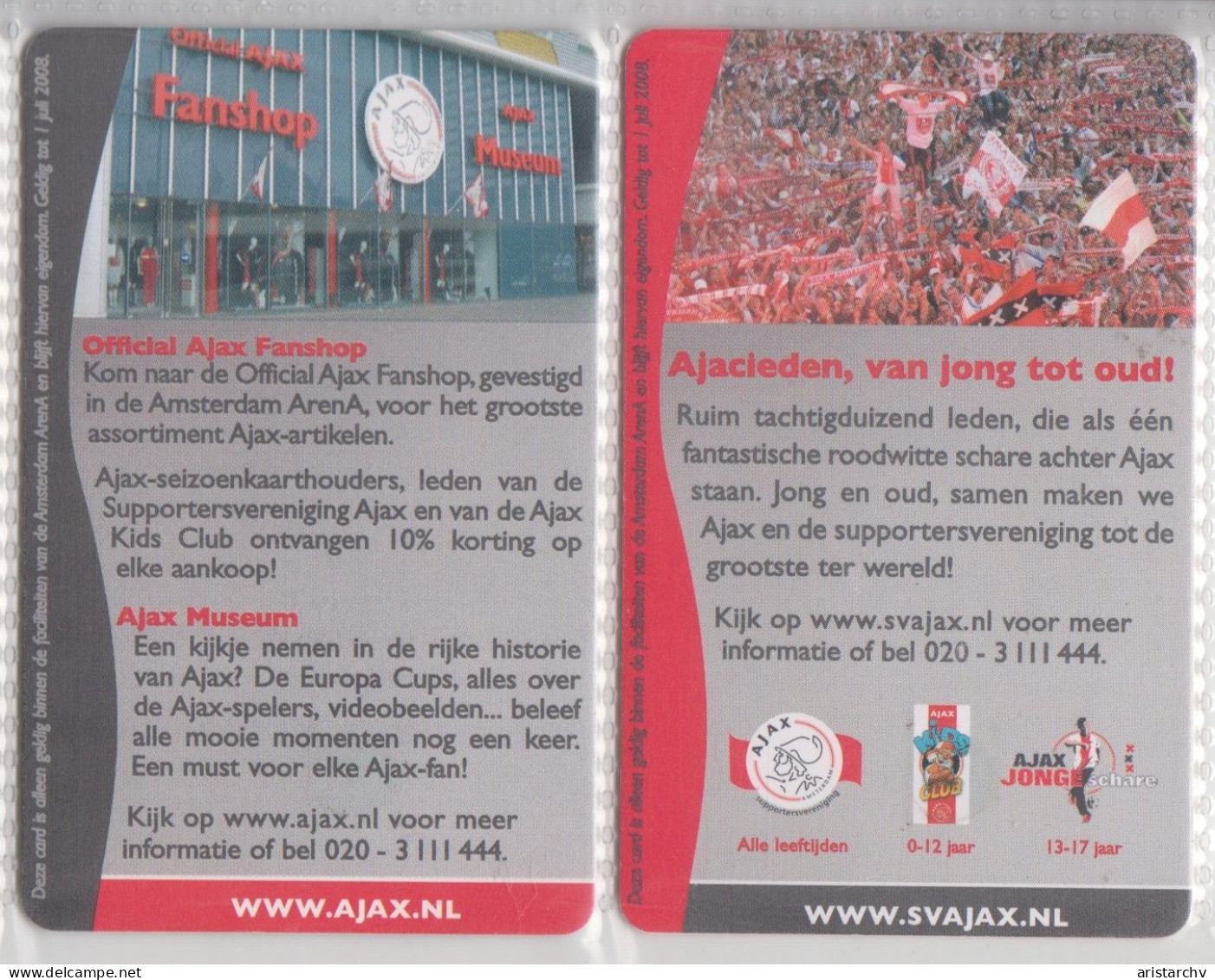 NETHERLANDS 2006 AMSTERDAM ARENA CARD FOOTBALL CLUB AJAX HEDWIGES MADURO KLAAS JAN HUNTELAAR 2 CARDS - Deportes