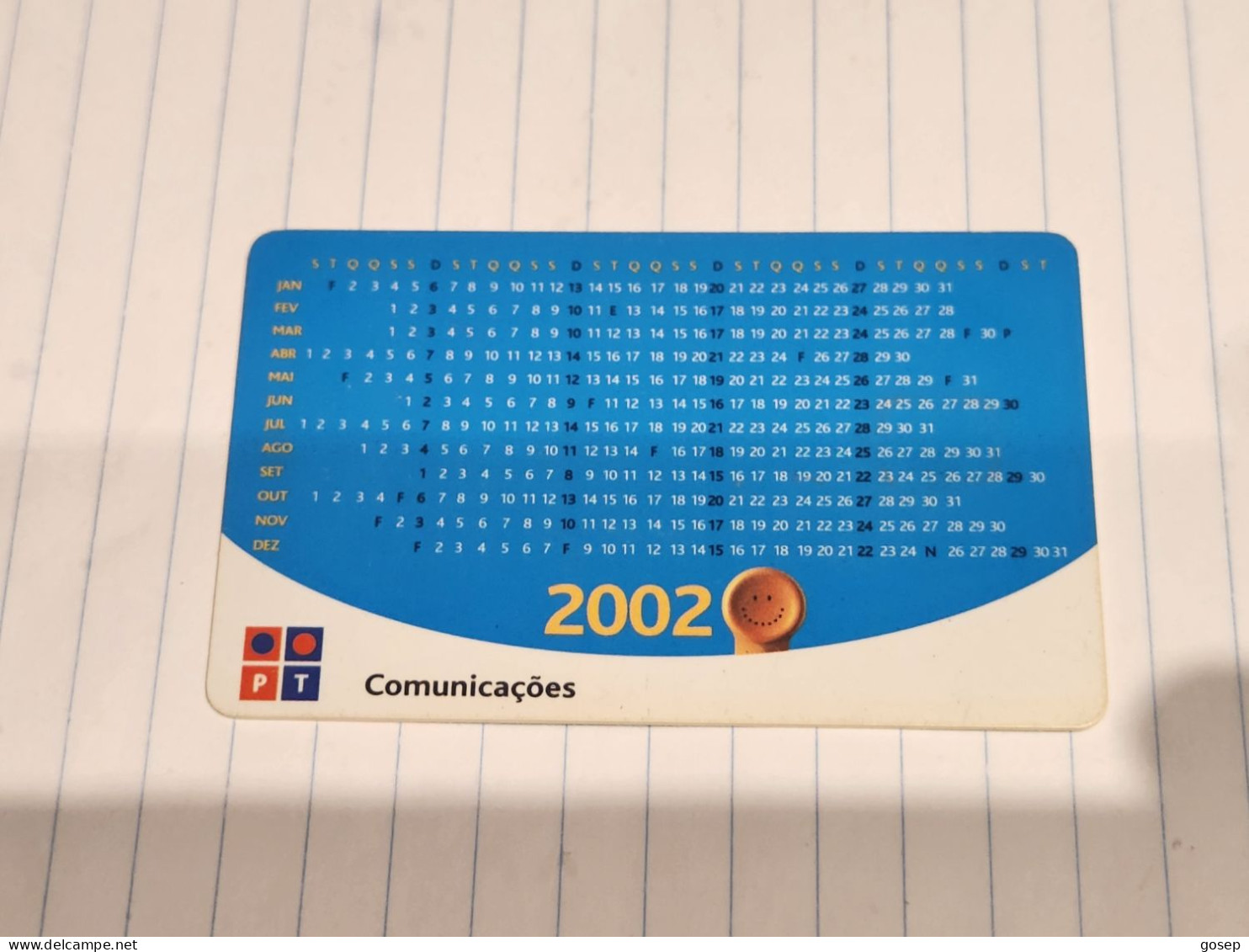 PORTUGAL-(PT334)-Calendário 2002-(23)(100units-6€)(1.2.02)(tirage-30.000)(041913307)used Card+1card Prepiad Free - Portugal