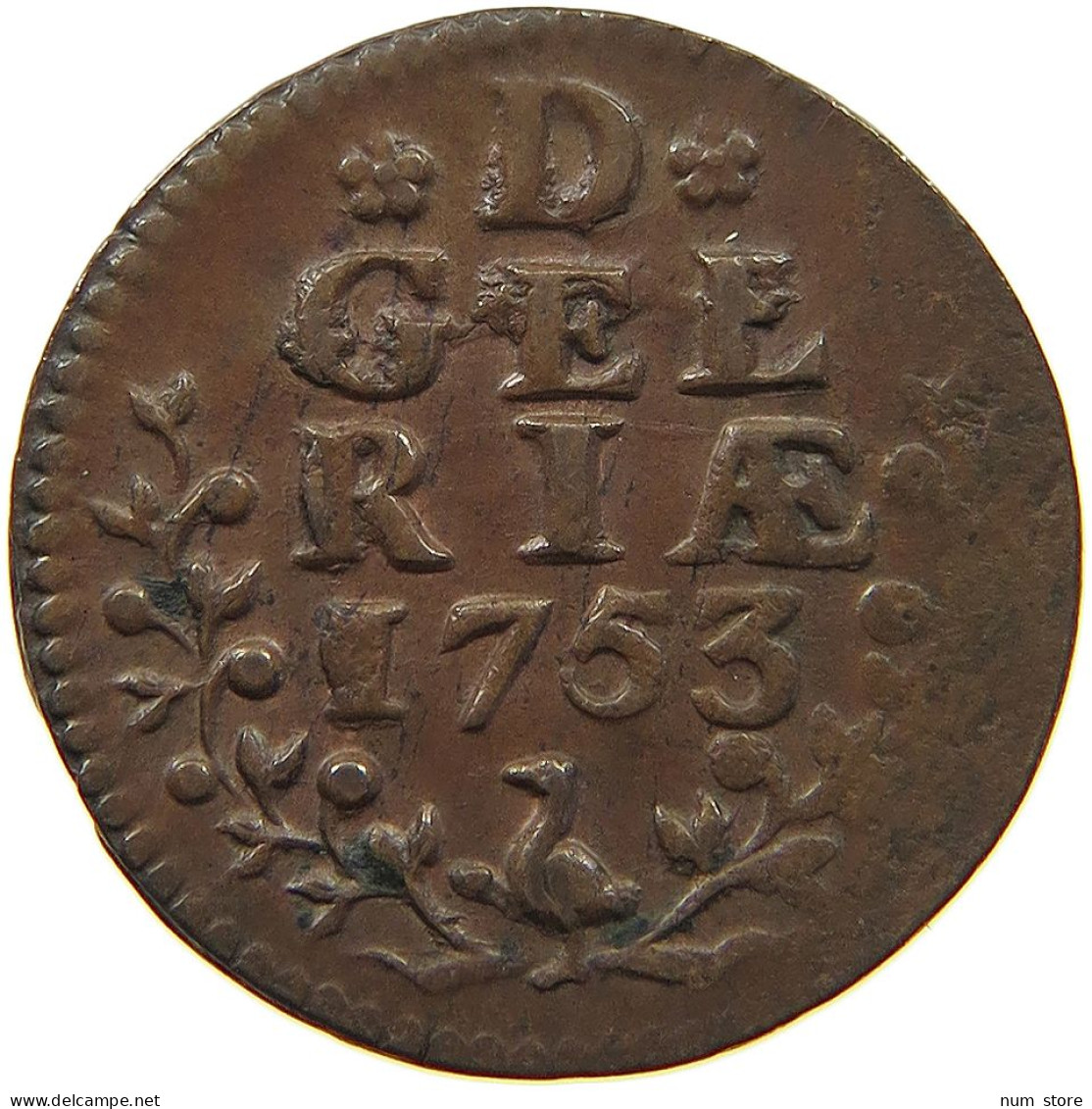 NETHERLANDS GELDERLAND DUIT 1753  #t113 0213 - Provincial Coinage