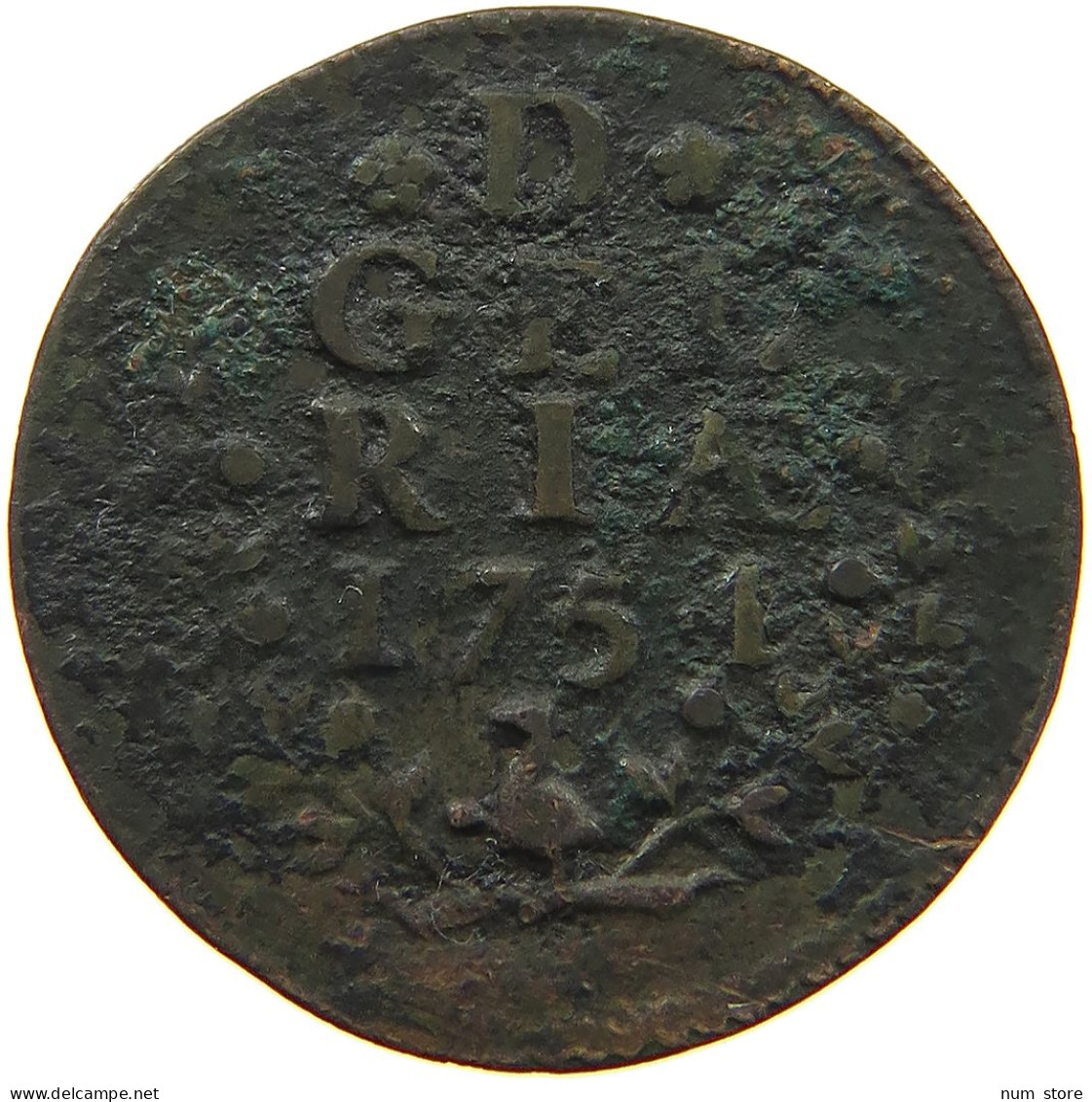 NETHERLANDS GELDERLAND DUIT 1751  #a085 0177 - Provincial Coinage