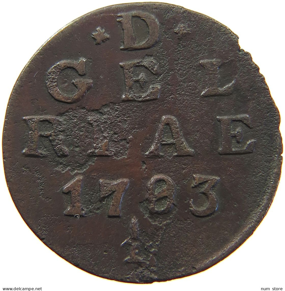 NETHERLANDS GELDERLAND DUIT 1783  #c062 0205 - Provincial Coinage