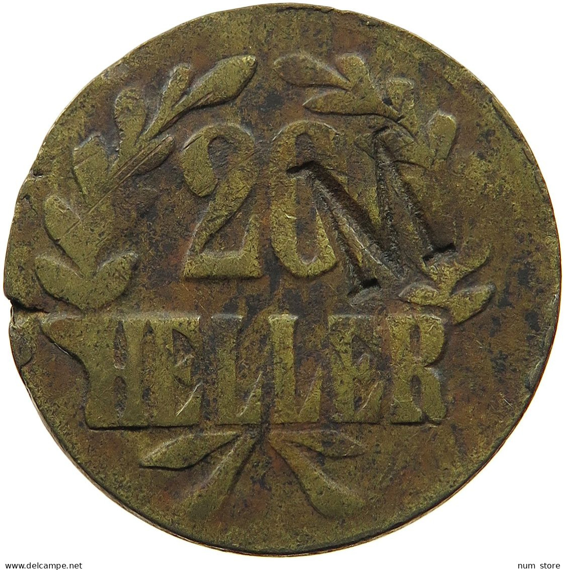 MOZAMBIQUE 20 HELLER 1916 OSTAFRIKA 20 HELLER 1916 COUNTERMARKED M #t059 0389 - Mosambik