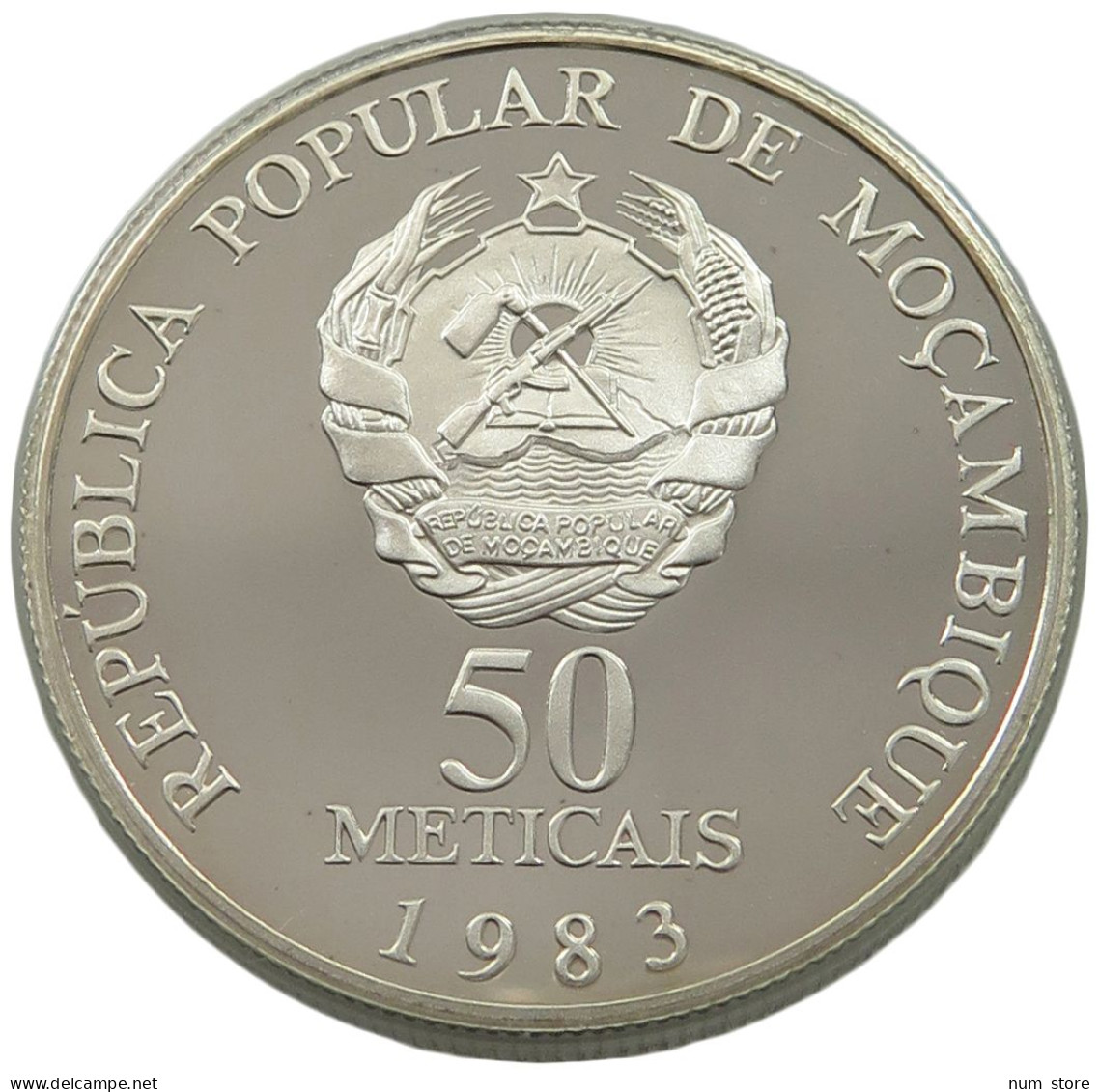 MOZAMBIQUE 50 METICAIS 1983 SILVER PROOF PATTERN THICKER 600 MINTED #alb032 0065 - Mosambik