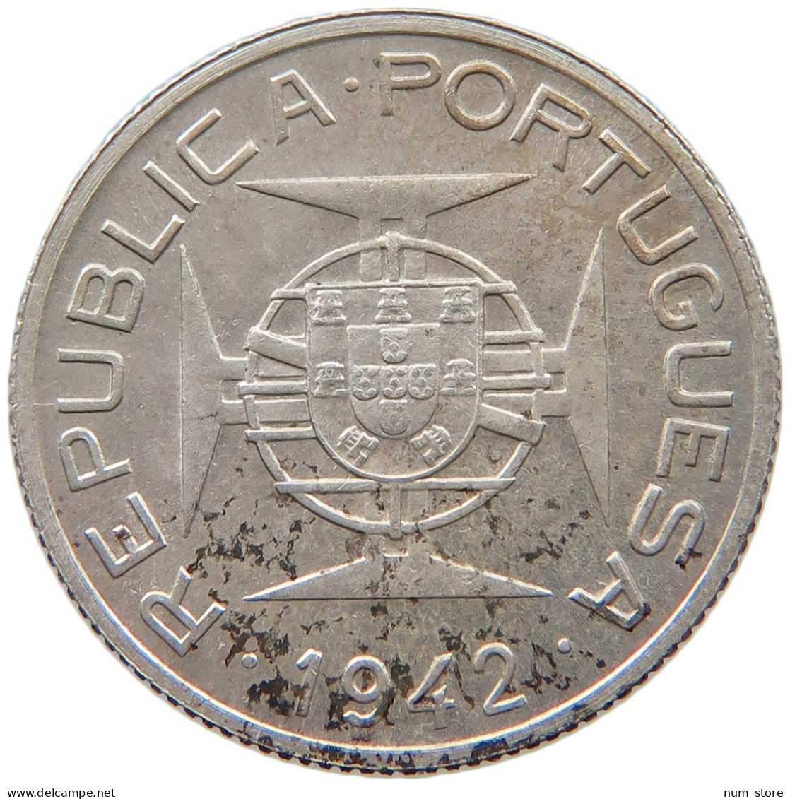 MOZAMBIQUE 2 1/2 ESCUDOS 1942 MOZAMBIQUE 2 1/2 ESCUDOS 1942 SILVER PROVA #t081 0009 - Mosambik