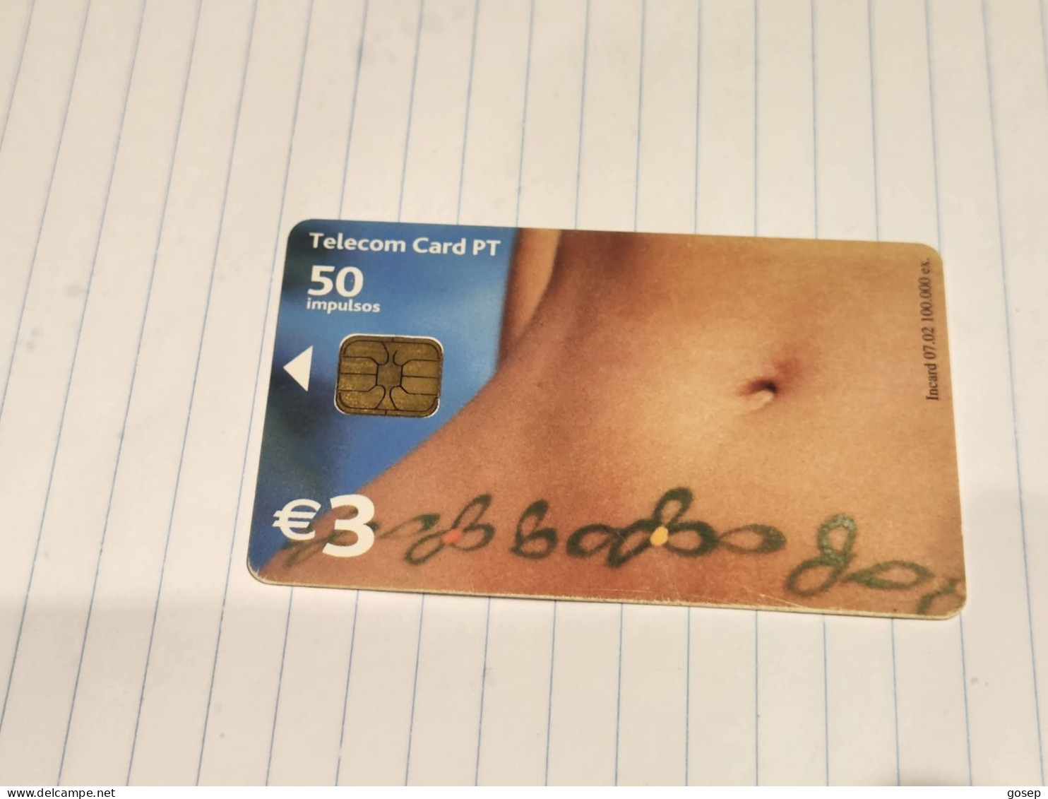 PORTUGAL-(PT363D)-Tatuagem-(28)(50units-3€)(1.7.02)(tirage-300.000)(043558916)-used Card+1card Prepiad Free - Portugal