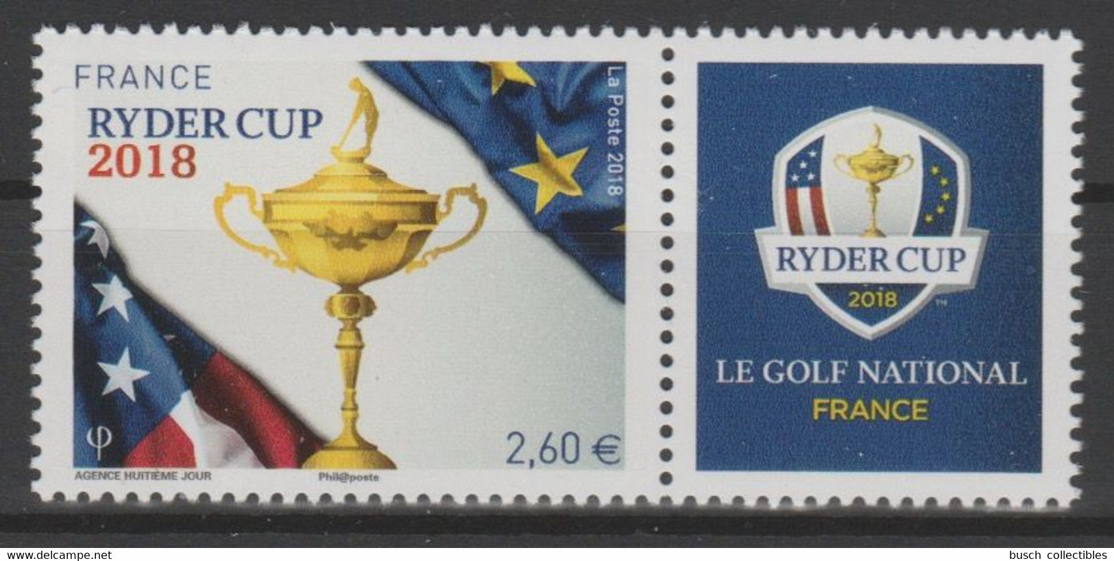 France 2018 - YT N°5245A Ryder Cup Golf Issue Du Bloc Bleu 2,60 € LUXE MNH RARE ! - Neufs