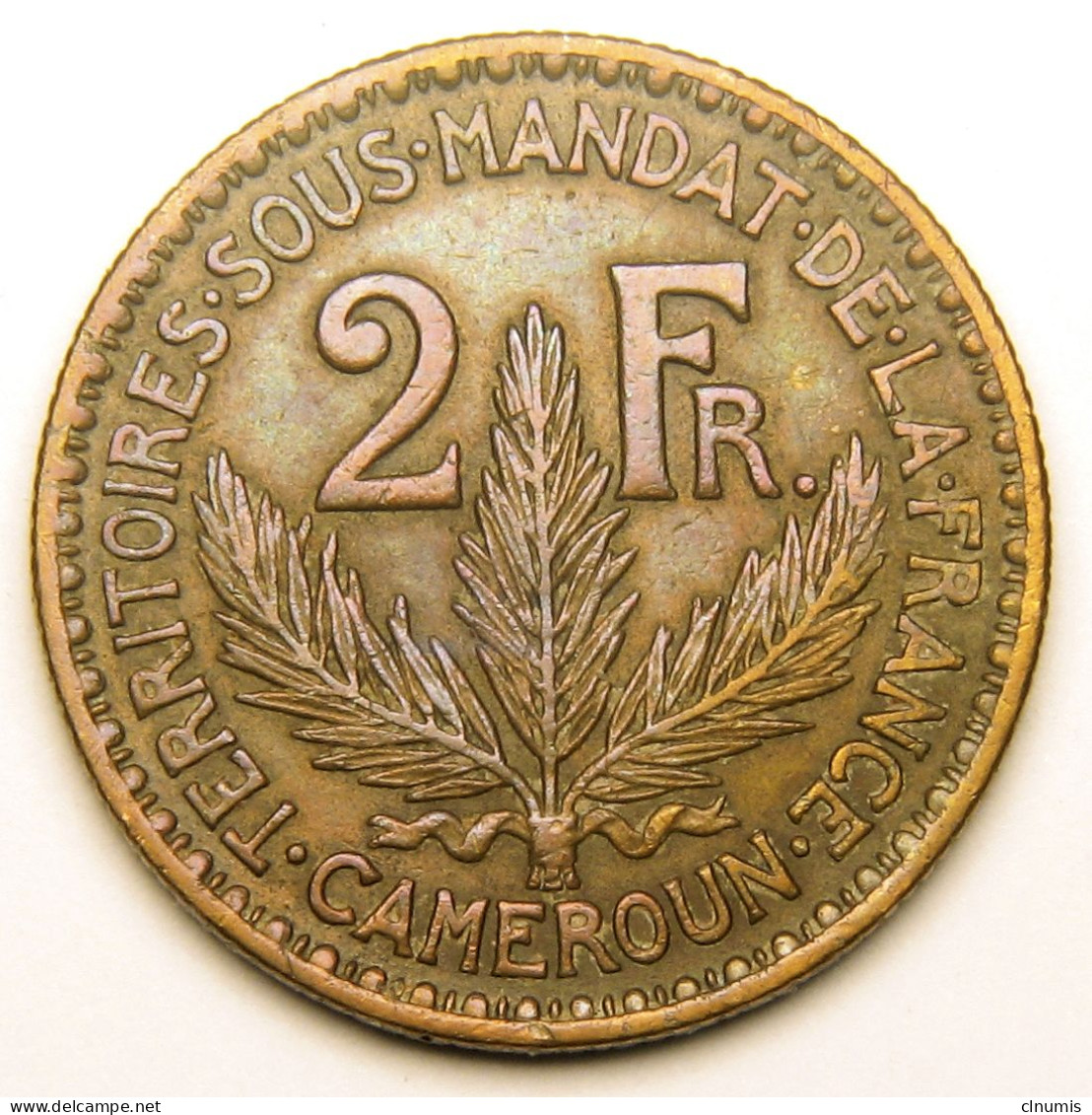 2 Francs Cameroun, Territoires Sous Mandat, 1924 - Cameroun