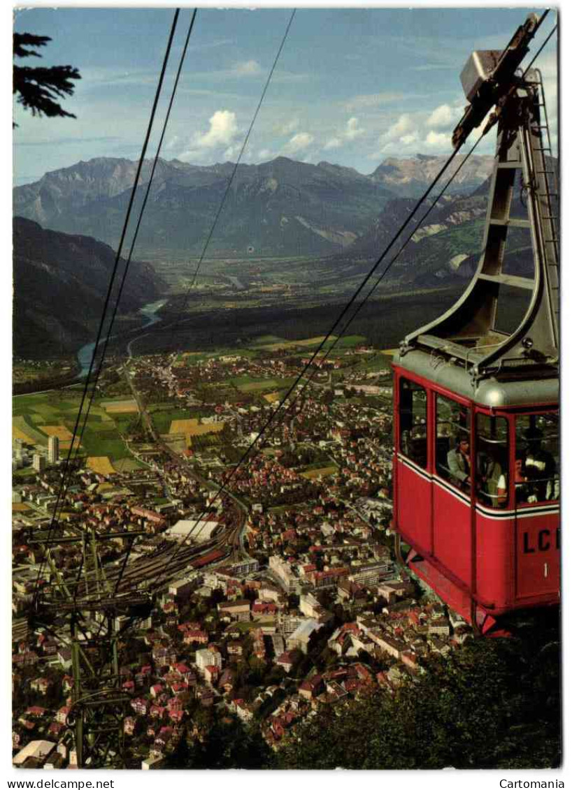 Chur - Luftseilbahn Brambrüesch Gegen Das Rheintal, Falknis Und Scesaplana - Chur