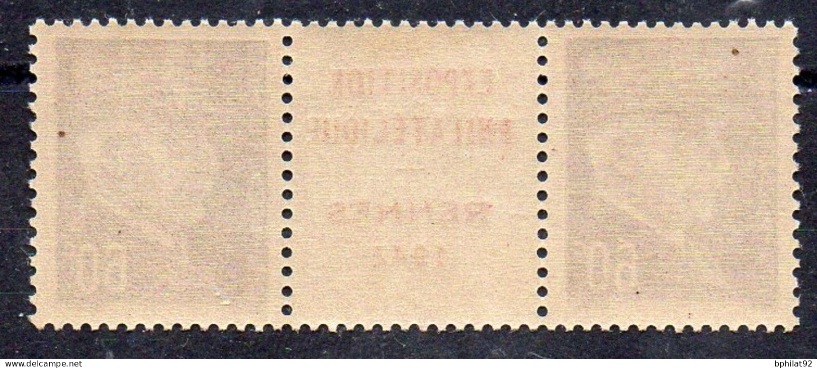 !!! PRIX FIXE : PAIRE DU 60C PETAIN AVEC INTERPANNEAU PUBLICITAIRE EXPOSITION PHILATELIQUE DE RENNES 1942 ** - Unused Stamps