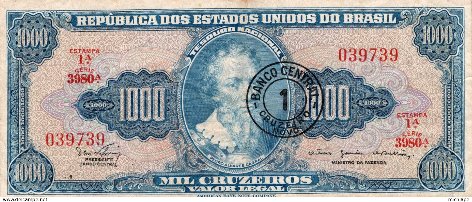 BRESIL  1000  Cruzeiros  Bon état - Argentine