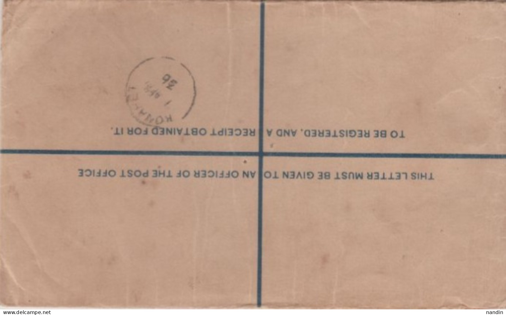 1936 REGD LETTER FROM PEGU,(Burmese Bago, Port City) To KONAPET(Pudukotah STATE Via TRICHINAPOLY(INDIA Used ABROAD) - Andere & Zonder Classificatie