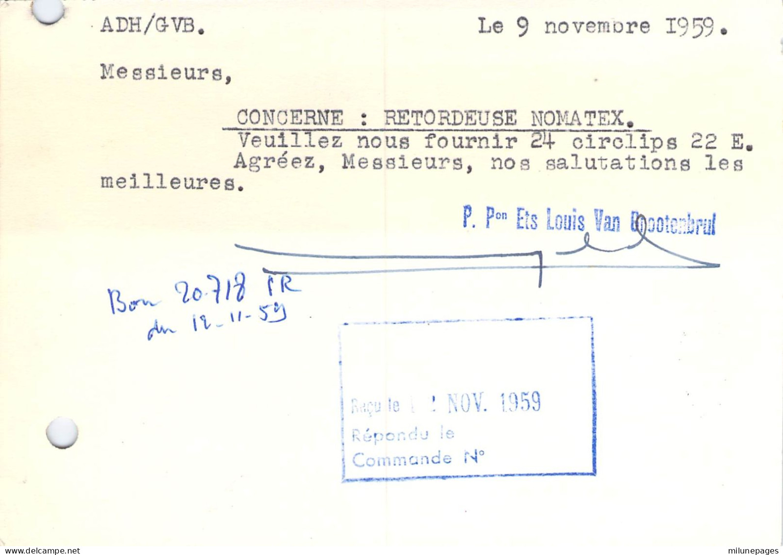 Belgique Belgie Carte Lettre Des Ets Louis Van Grootenbrul à Renaix Ronse En 1959 - Renaix - Ronse