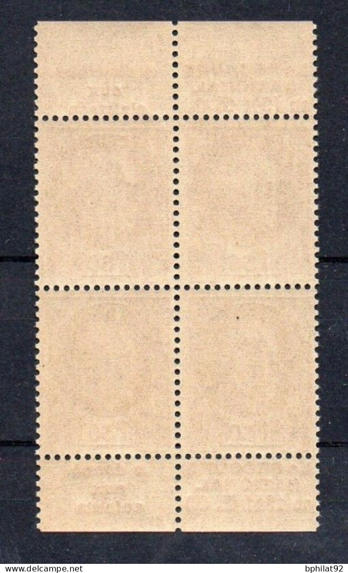 !!! 1,50F PETAIN : BLOC DE 4 AVEC PUBS SECOURS NATIONAL NEUF ** - Unused Stamps