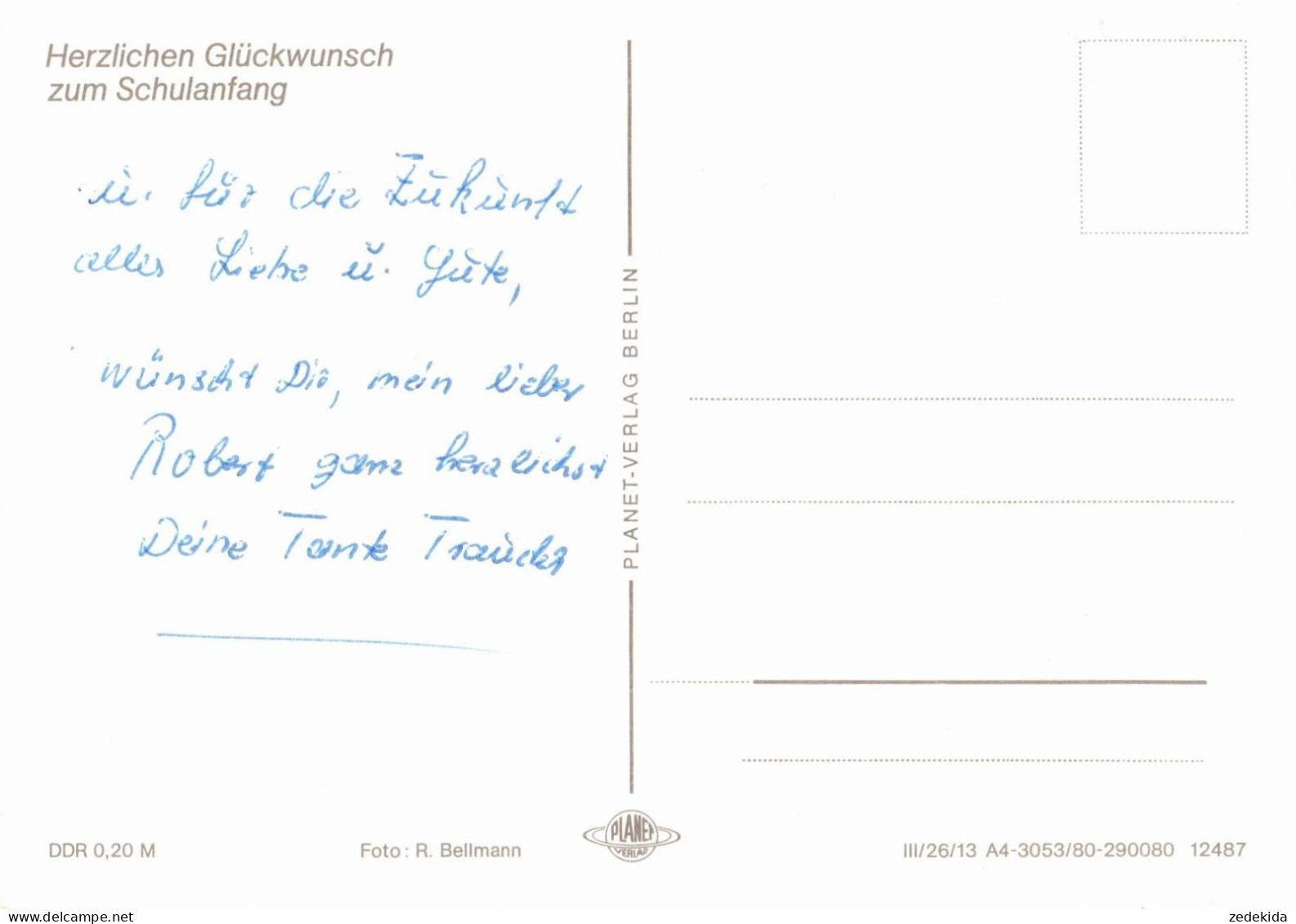 G6330 - TOP Glückwunschkarte Schulanfang - Zuckertüte - Verlag Planet DDR - Premier Jour D'école