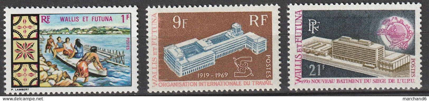 Wallis Et Futuna Pirogue 50è Anni Organisation Inter Travail Et U P U à Berne N°174-175 *neuf Charnière Et 176**neuf - Nuovi