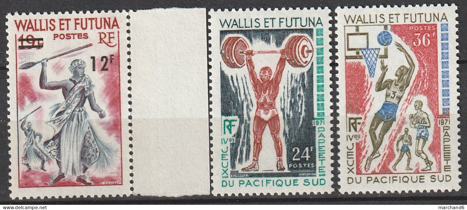 Wallis Et Futuna Danse De La Sagaie Surchargé 4è Jeux Du Pacifique Sud à Papeete N°177-178-179**neuf - Unused Stamps