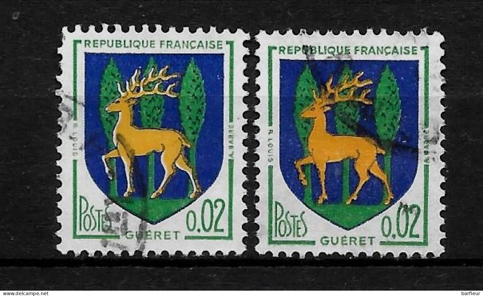 Année 1962 : Y. & T. N° 1351 B °  Jaune Clair Avec Contour Blanc Et Jaune Foncé Ex : 2 - Used Stamps