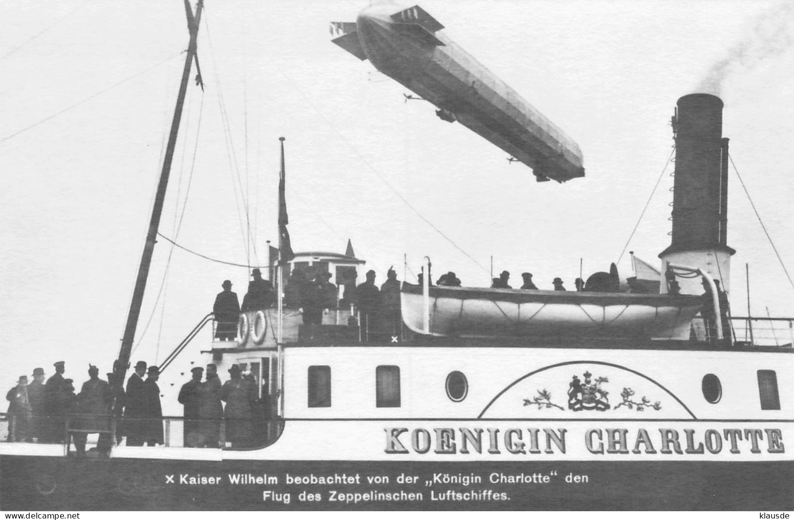 Kaiser Wilhelm Beobachtet Von Der Yacht "Königin Charlotte" Einen Zeppelin Blanc Repro ?? - Dirigeables