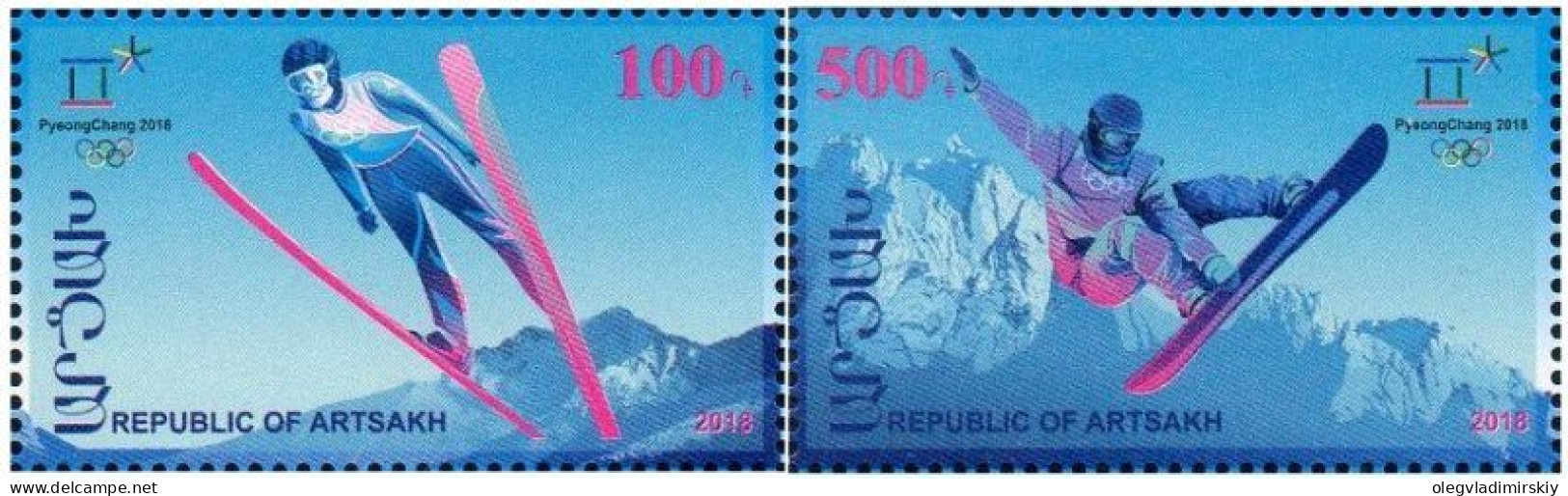 Armenia Mountain Karabakh Artsakh 2018 Winter Olympic Games In PyeongChang Set Of 2 Stamps Olympics MNH - Inverno 2018 : Pyeongchang