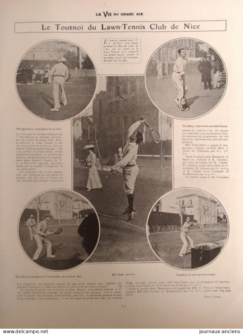 1905 TENNIS  - LE TOURNOI DU LAWN=TENNIS CLUB DE NICE - LA VIE AU GRAND AIR - Libros