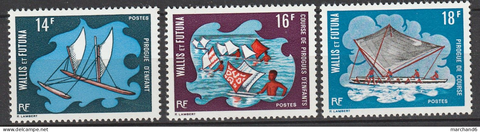 Wallis Et Futuna Petits Bateaux Pirogues à Voiles N°182/184**neuf - Ongebruikt