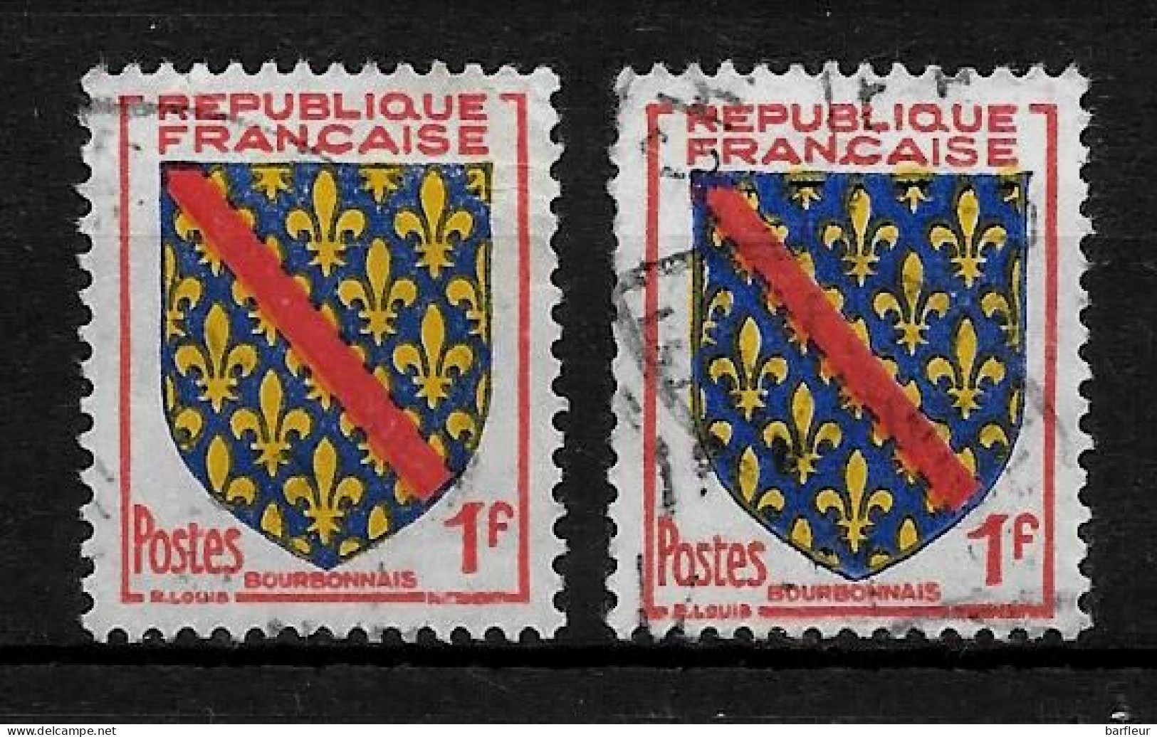 Année 1954 : Y. & T. N° 1002 °Jaune Clair Et Jaune Foncé Avec Bleu Soutenu Sur Timbre De Droite - Usati