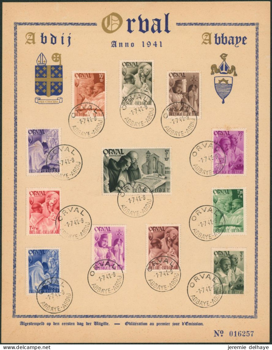 Orval (1941) - Feuillet Souvenir (Feuillet D'art) N°556 à 567 Oblitéré "Orval / Abbaye-Abdij" - 1931-1950