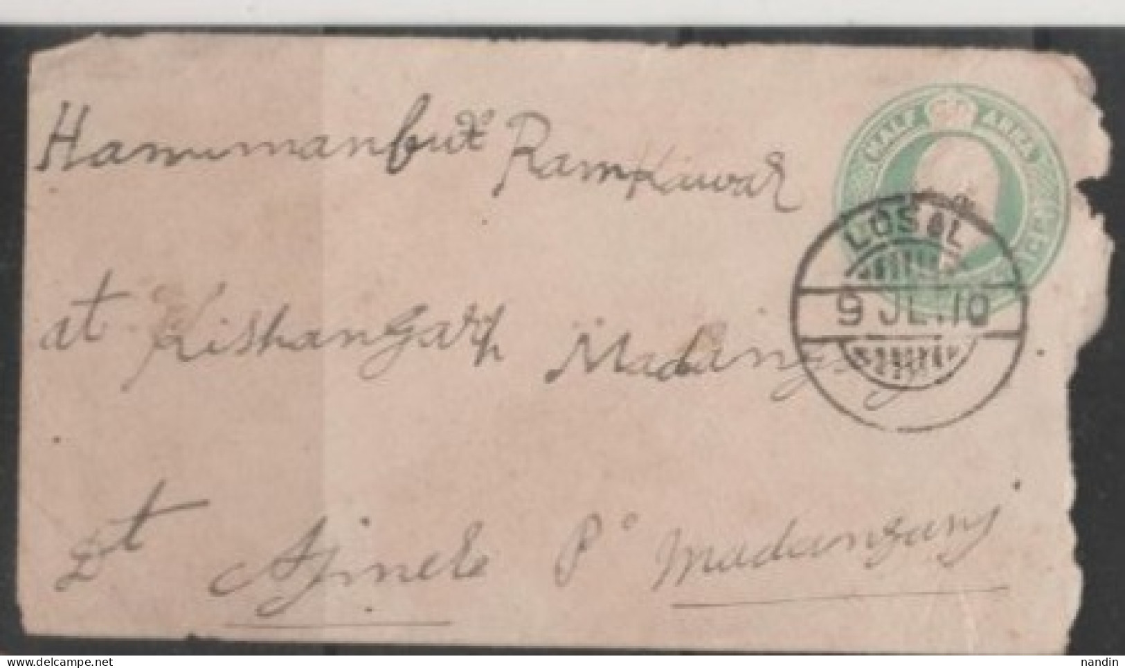 1910  LETTER( Envelope  Of  KING EDWARD VII Period) From LOSEAL( In SHIKAR,RAJSTAN) To KISHANGARH(in AJMER)/ - Altri & Non Classificati