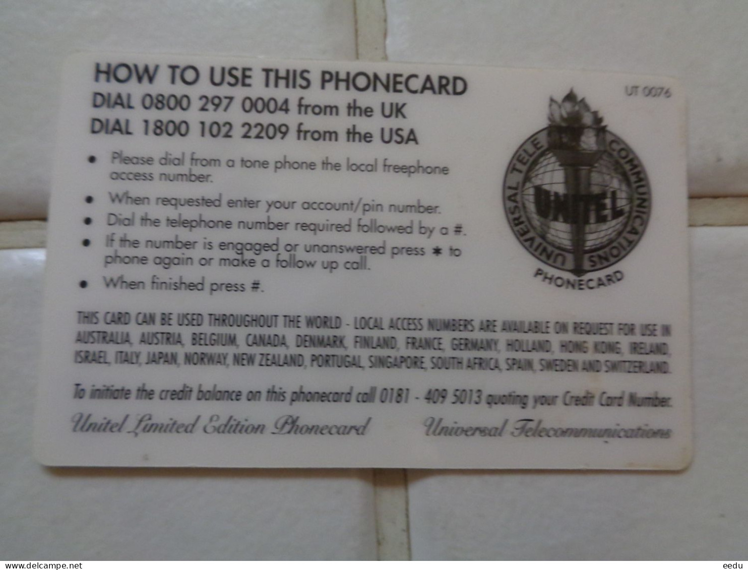 UK Phonecard - [ 9] Fehlliste