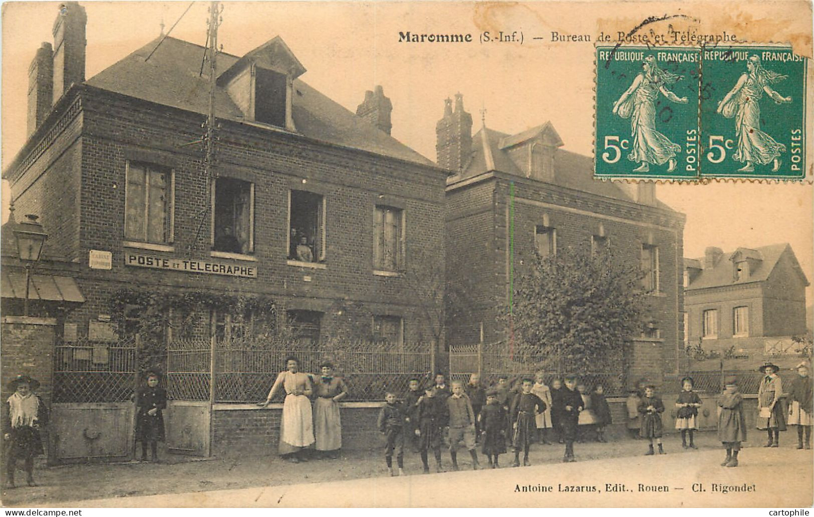 76 - MAROME - Bureau De Poste Et Telegraphe Animée 1910 - Maromme