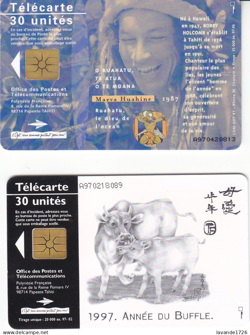 Lot De 2 Télécartes 30 Unites Date 06.1997  35000 Ex Et 30 Unités Date 02.1997   20000 Ex   T.B.E. - Französisch-Polynesien