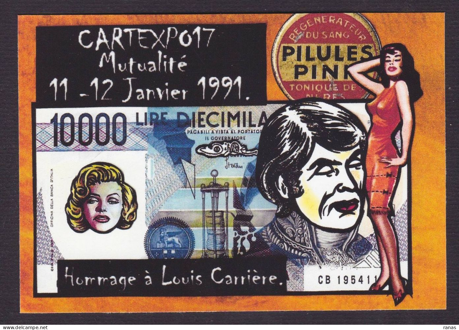 CPM Billet De Banque 30 Ex. Numérotés Signés JIHEL Satirique Caricature Banknote Louis Carrière Cartexpo - Monnaies (représentations)