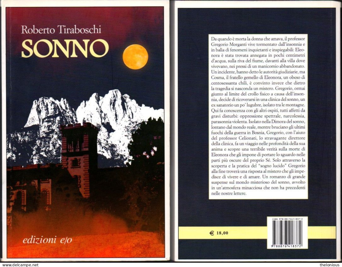 # Roberto Tiraboschi - Sonno - Edizioni E/o 2008 (come Nuovo) - Grote Schrijvers