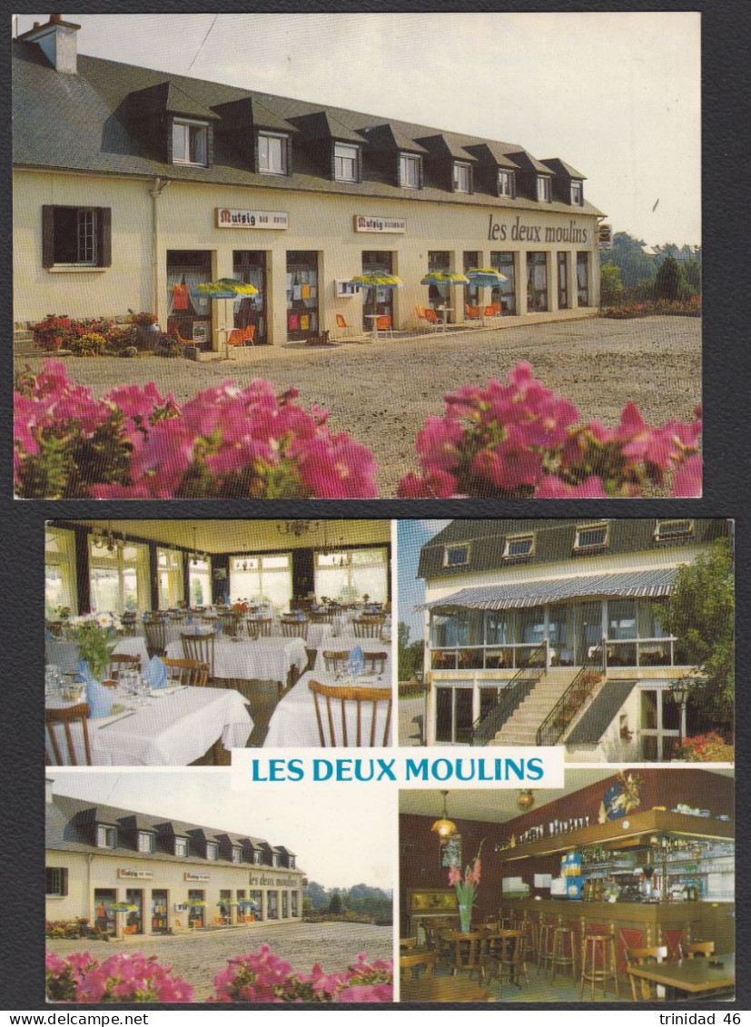 CREHEN 22 ( HOTEL RESTAURANT LES DEUX MOULINS ) ANNEES 70 LOT DE 2 CARTES - Créhen